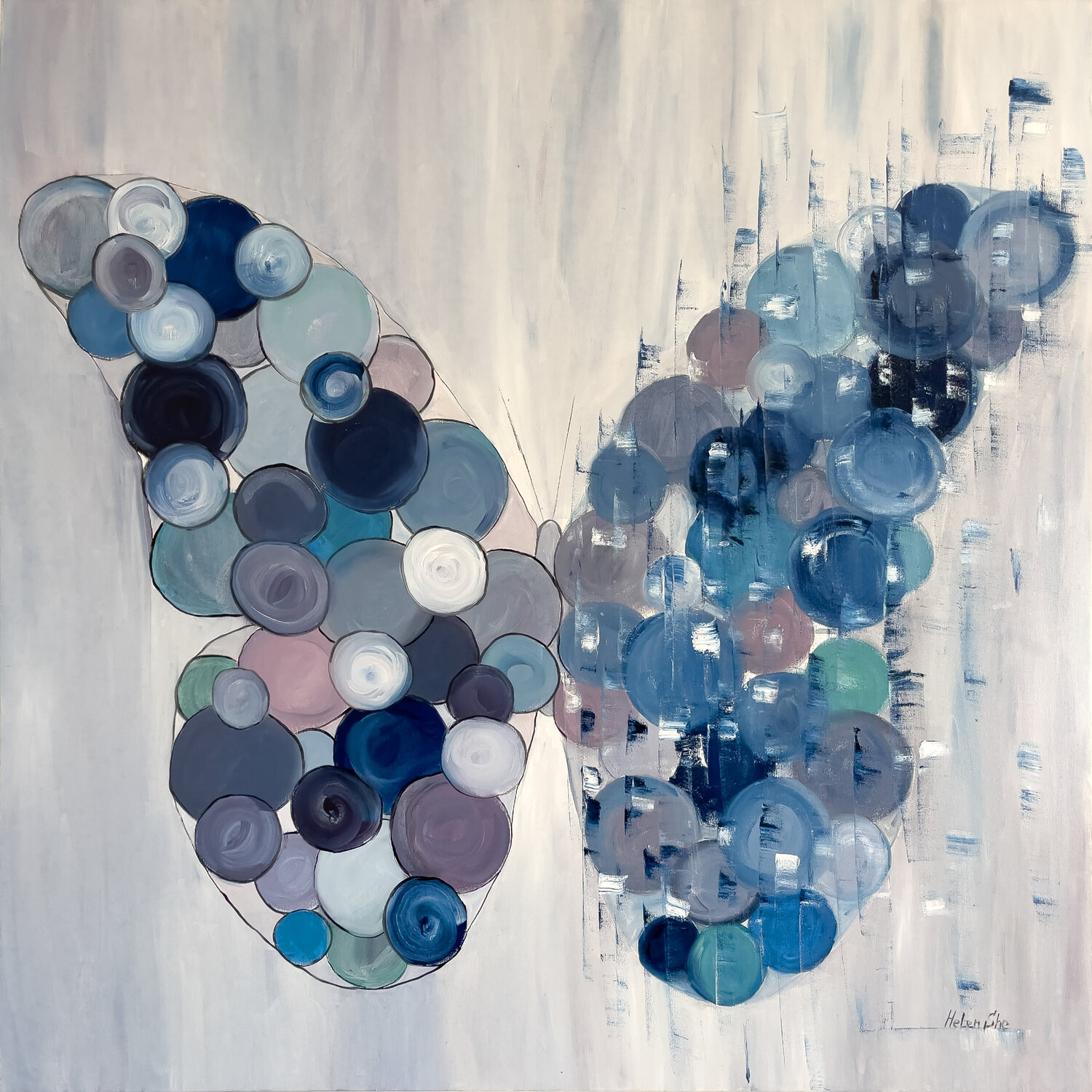 BUTTERFLY MARTIX BUBBLE Helen She Original painting for sale