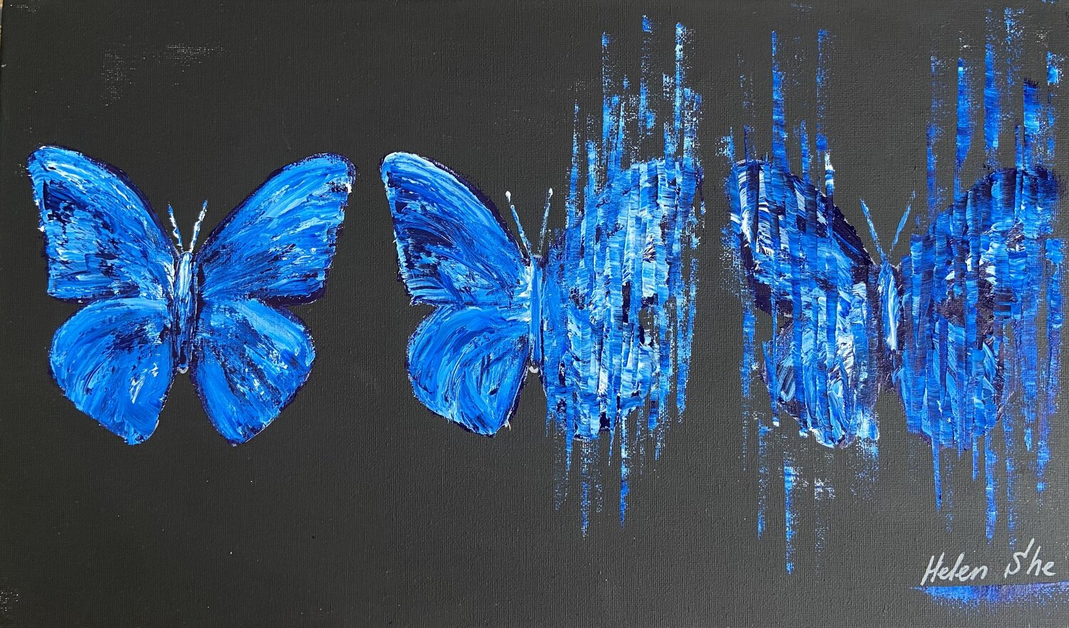 BUTTERFLY MATRIX TRIPLE Helen She Original painting for sale