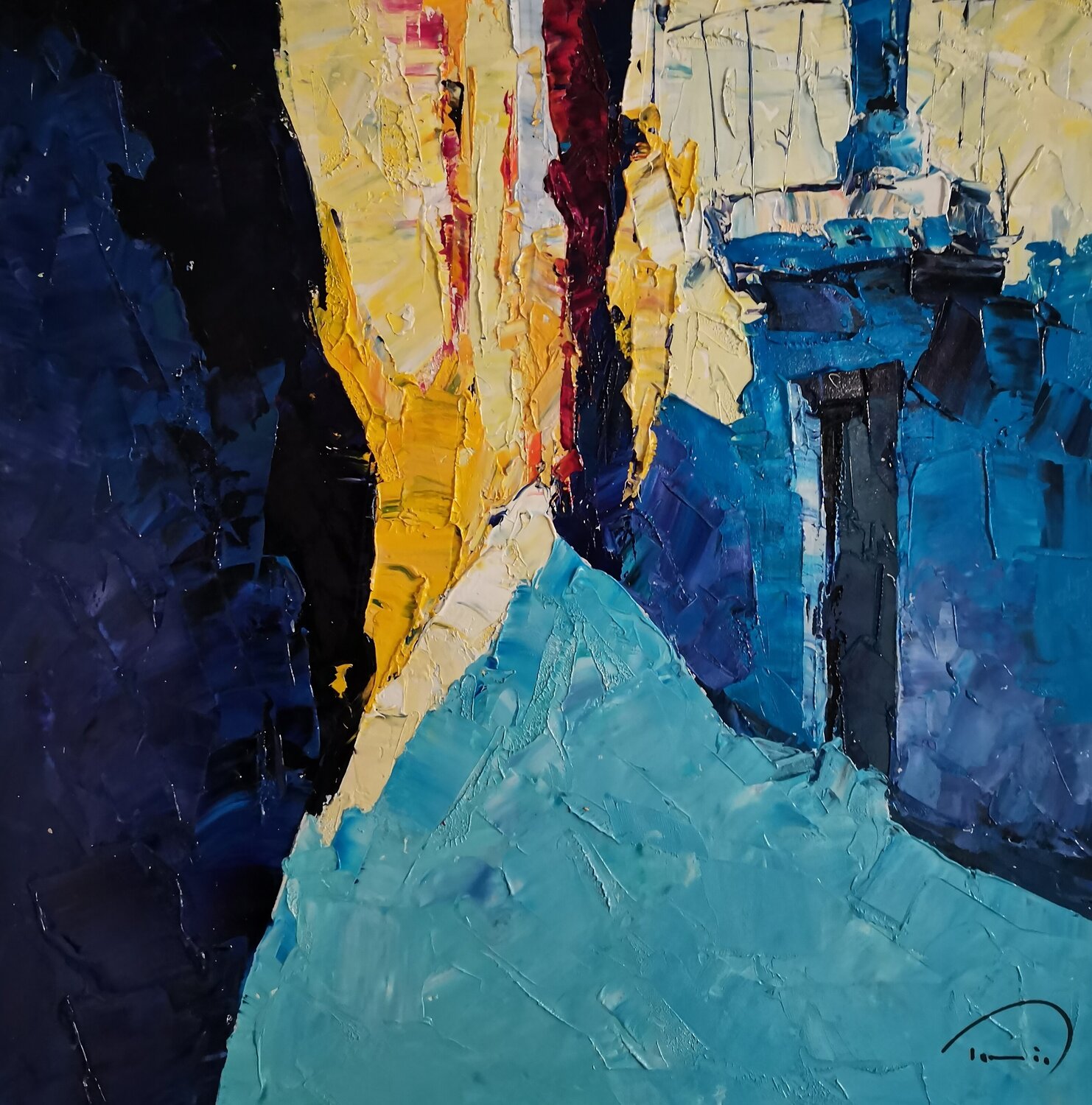 Carrer blau Tomàs Sunyol Original painting for sale