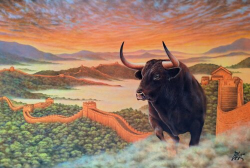 TORO DE LA GRAN MURALLA CHINA by Toro Tribal, Painting for Sale on Select