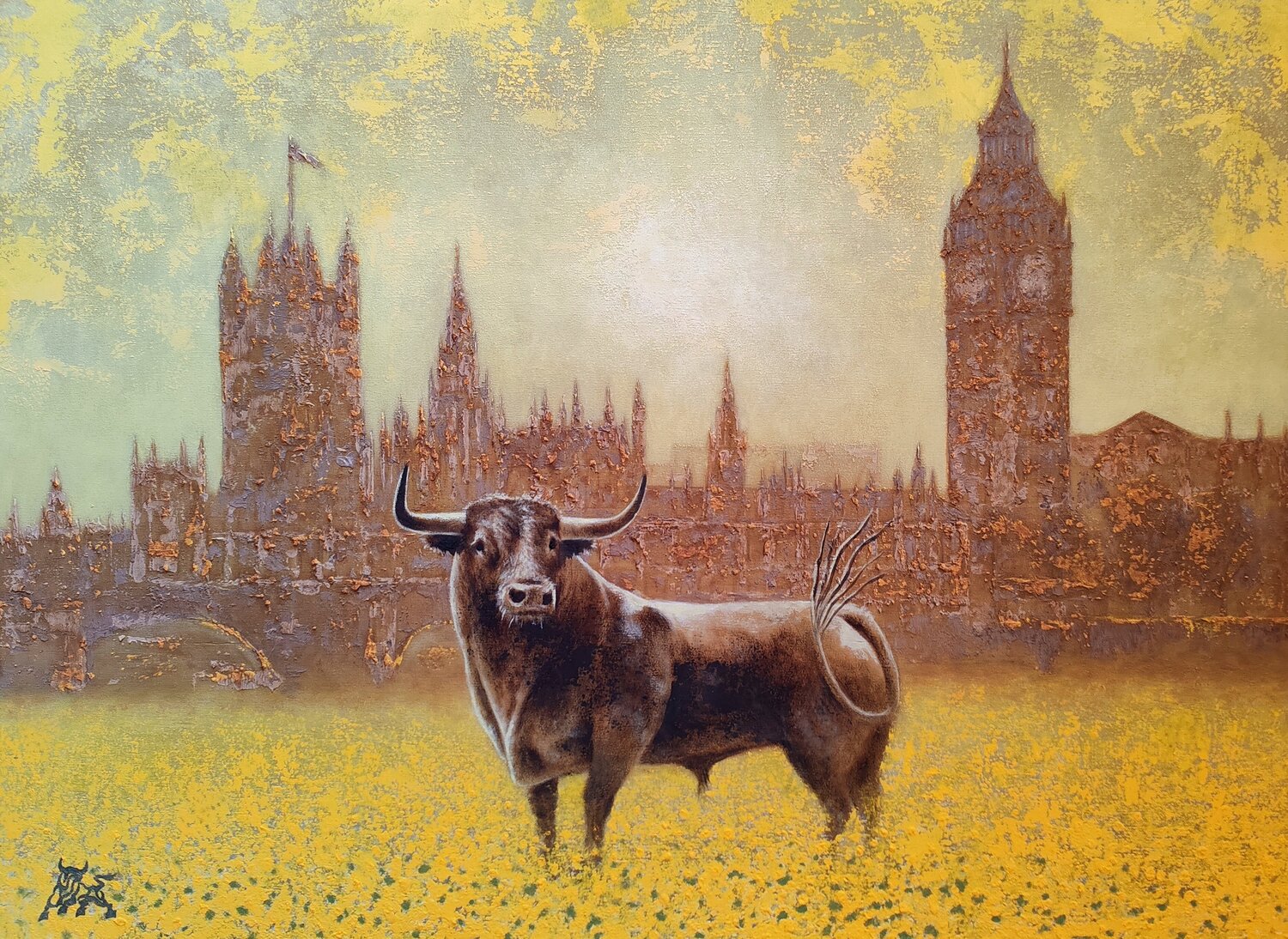 LONDON BULL Toro Tribal Original painting for sale
