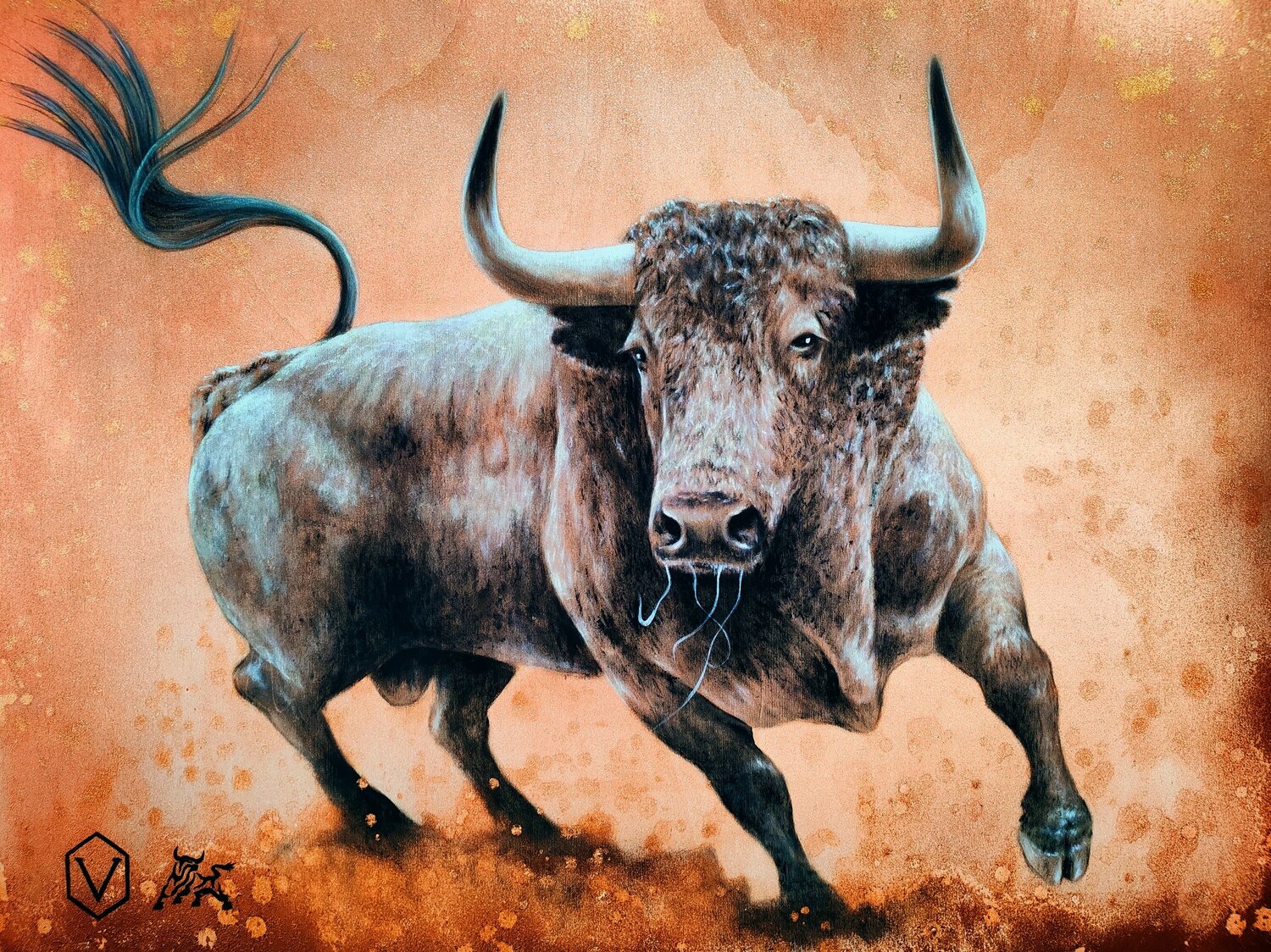 VOLADOR N-48 Toro Tribal Original painting for sale