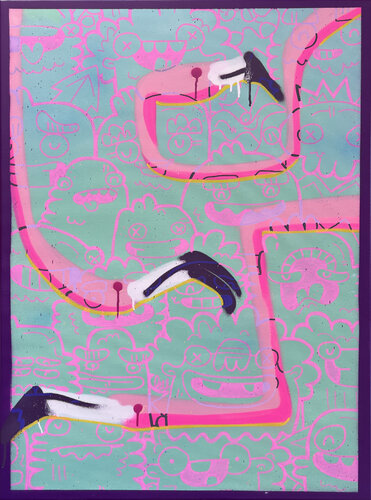 Layered Neons by Fatin Rahmouni, Painting for Sale on Select