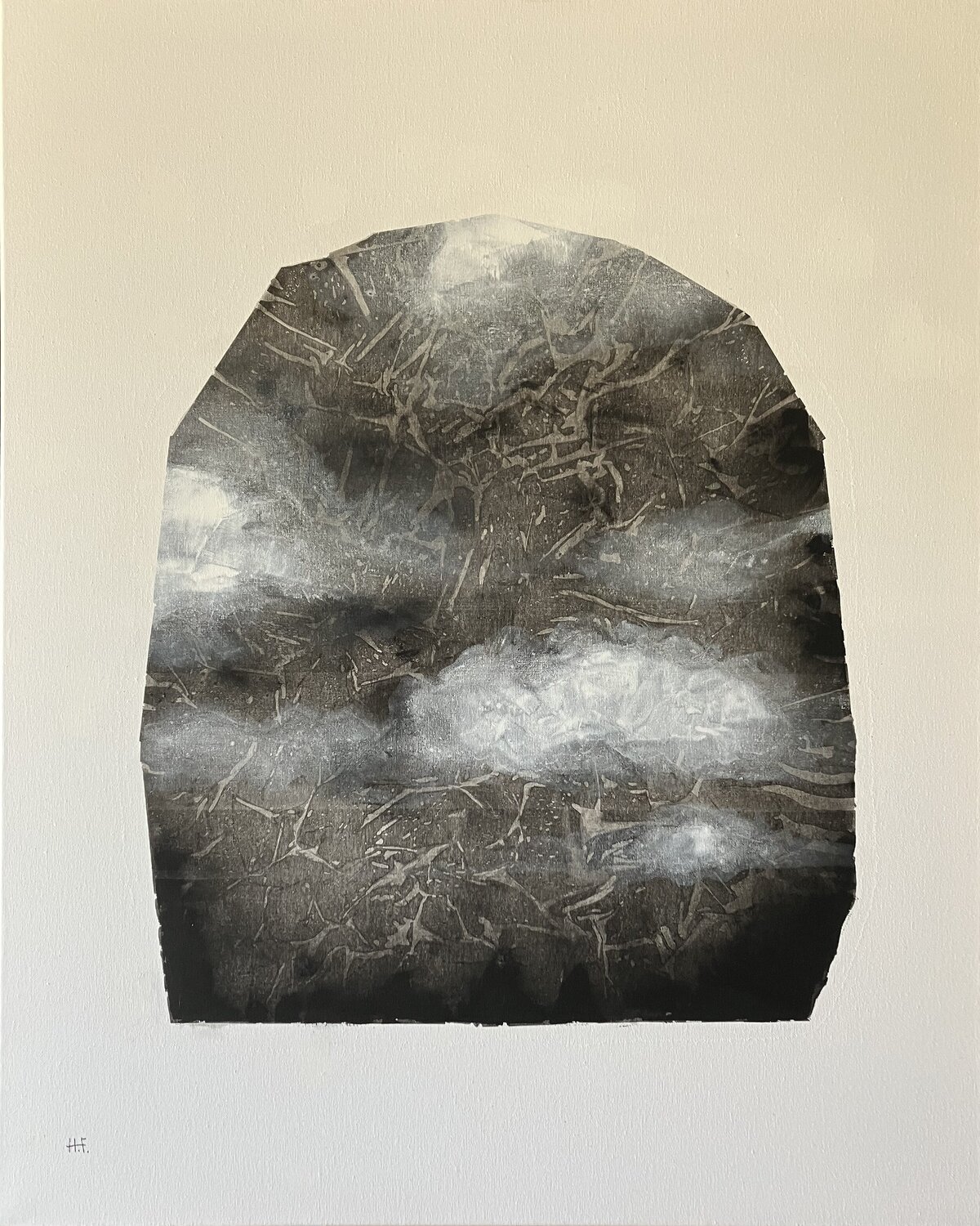 白雲幽石（十三）　/　White clouds and quiet stone 13 Hisato Fukumoto Original painting for sale