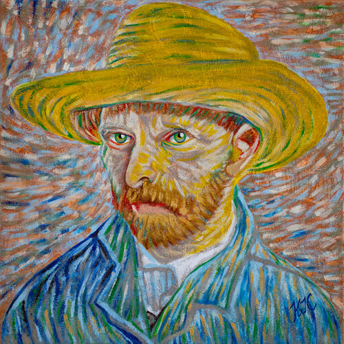 The Dreamer Behind The Straw Hat by Karen Coates, Painting for Sale on Select