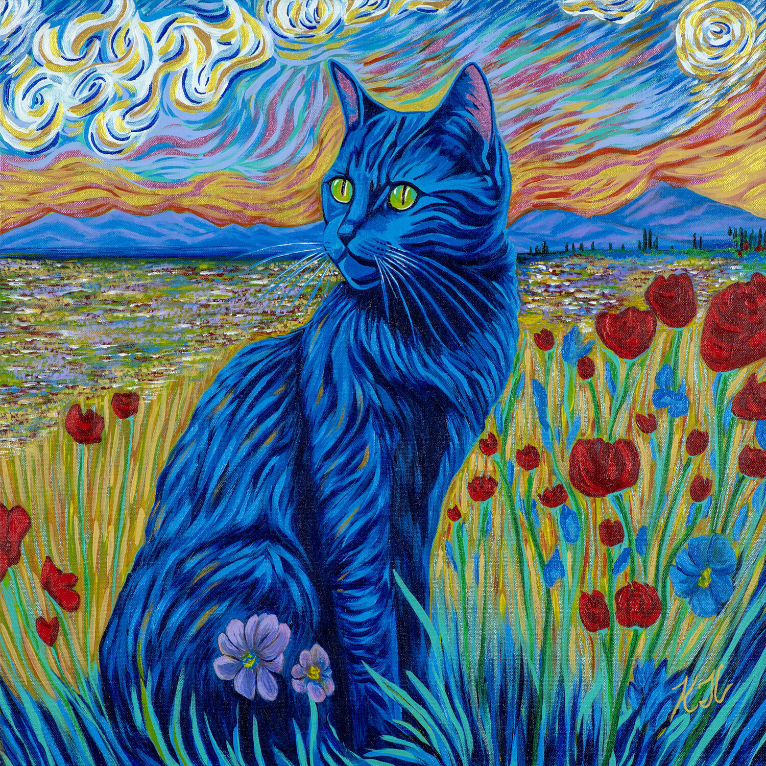 Van Gato Karen Coates Original painting for sale