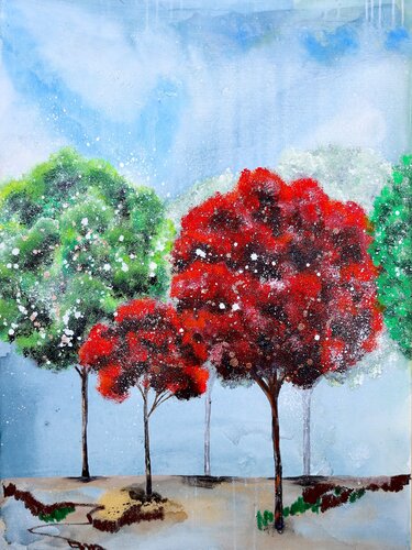 Trees of stillness by POOVI ART, Painting for Sale on Select