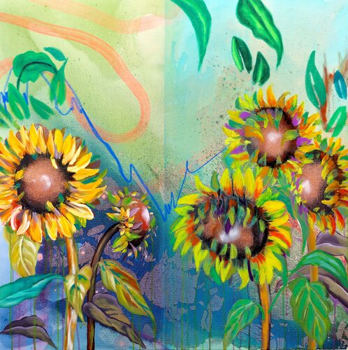 Sunflower your day by POOVI ART, Painting for Sale on Select