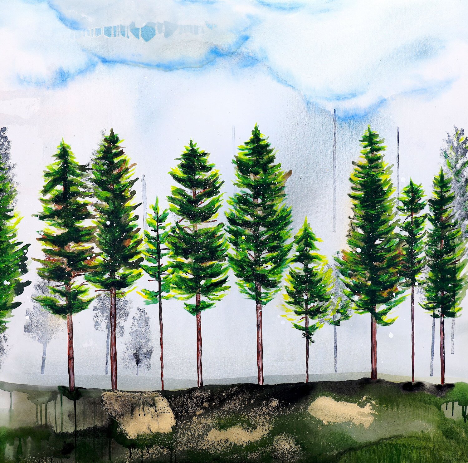 Trees of stillness 03 POOVI ART Original painting for sale