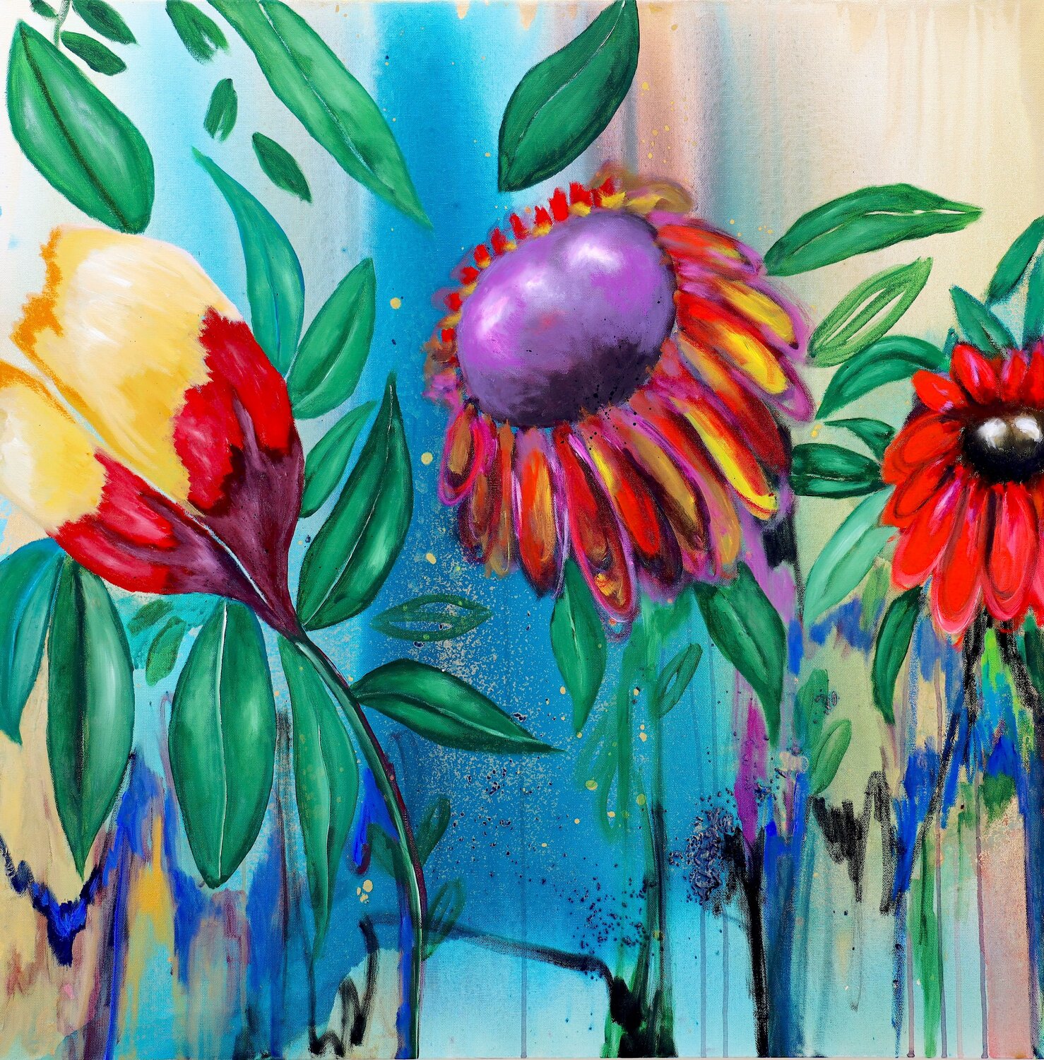 Bloom Anyway POOVI ART Original painting for sale