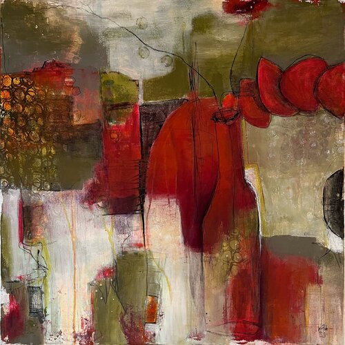 Red Flowers at a sunny day, N° 02 04 25 by Vera Jochum, Painting for Sale on Select