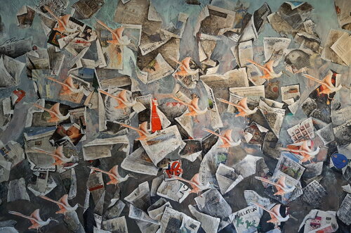 Zugvögel by Dagmar Ridky, Painting for Sale on Select