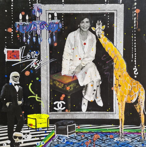 Karl Lagerfeld und Coco Chanel by Dagmar Ridky, Painting for Sale on Select