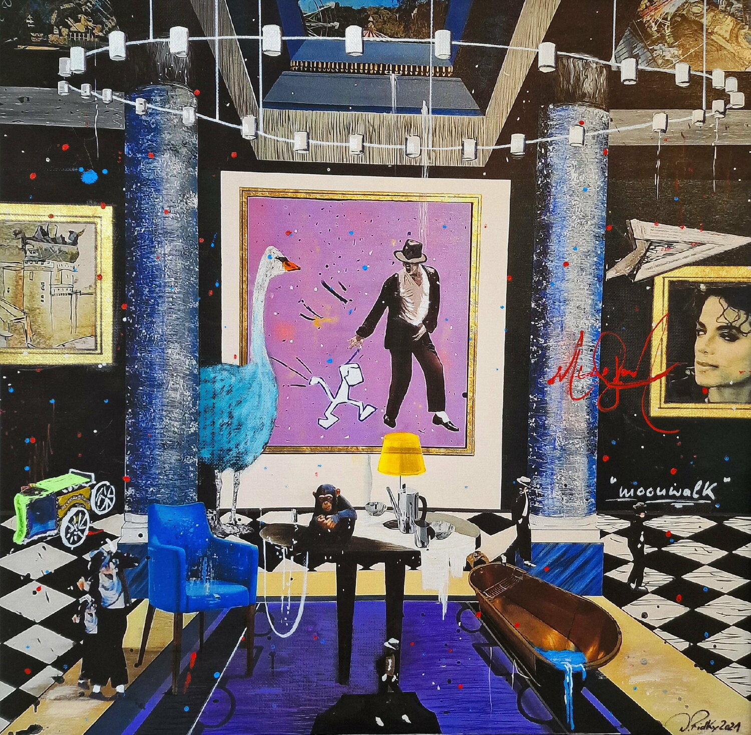 Michael Jackson MOONWALK Dagmar Ridky Original painting for sale