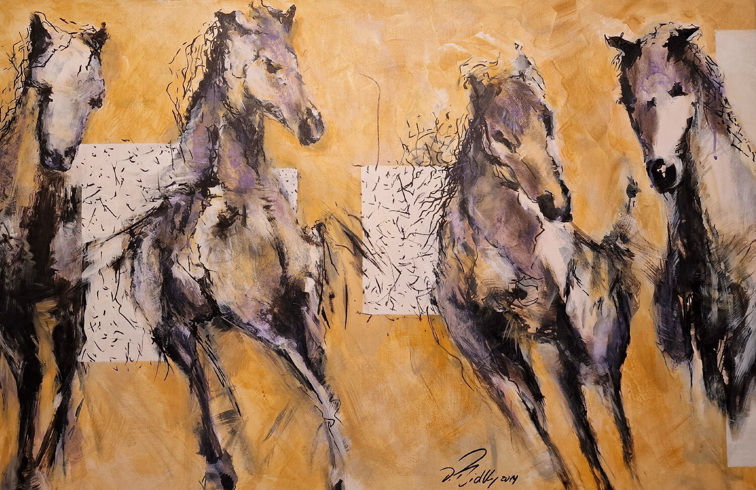 Wildpferde Camargue Dagmar Ridky Original painting for sale