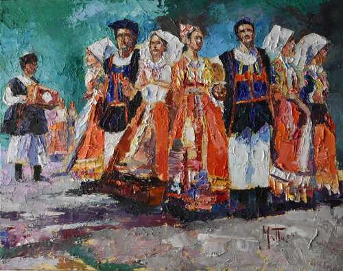 "Balladores" di Ollolai by Gianni Mattu, Painting for Sale on Select