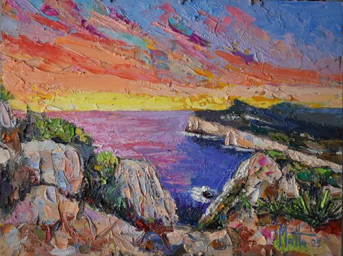 Colori caldi su Capo Caccia by Gianni Mattu, Painting for Sale on Select