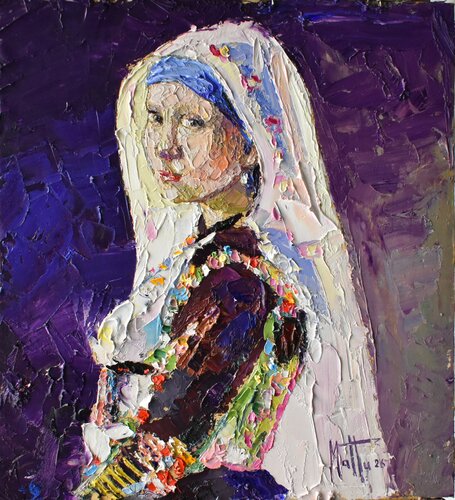 Ragazza sarda con l'orecchino di perla by Gianni Mattu, Painting for Sale on Select