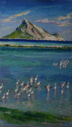 Fenicotteri  a Tavolara by Gianni Mattu, Painting for Sale on Select