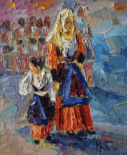 Mamma con bimba by Gianni Mattu, Painting for Sale on Select