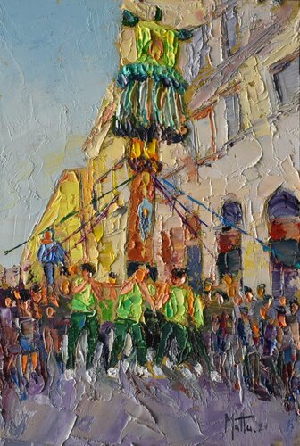 Candelieri, Gremio degli ortolani by Gianni Mattu, Painting for Sale on Select