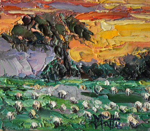 Pascolando al tramonto von Gianni Mattu, Malerei kaufen auf Select