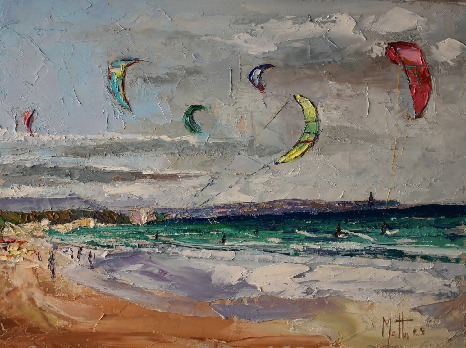 Kite surf Alghero Gianni Mattu Original painting for sale