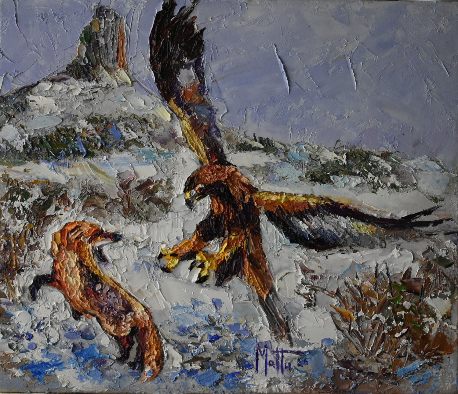 La volpe e l'aquila Gianni Mattu Original painting for sale