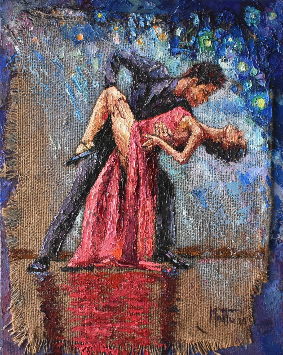 Tango col casque' Gianni Mattu Original painting for sale