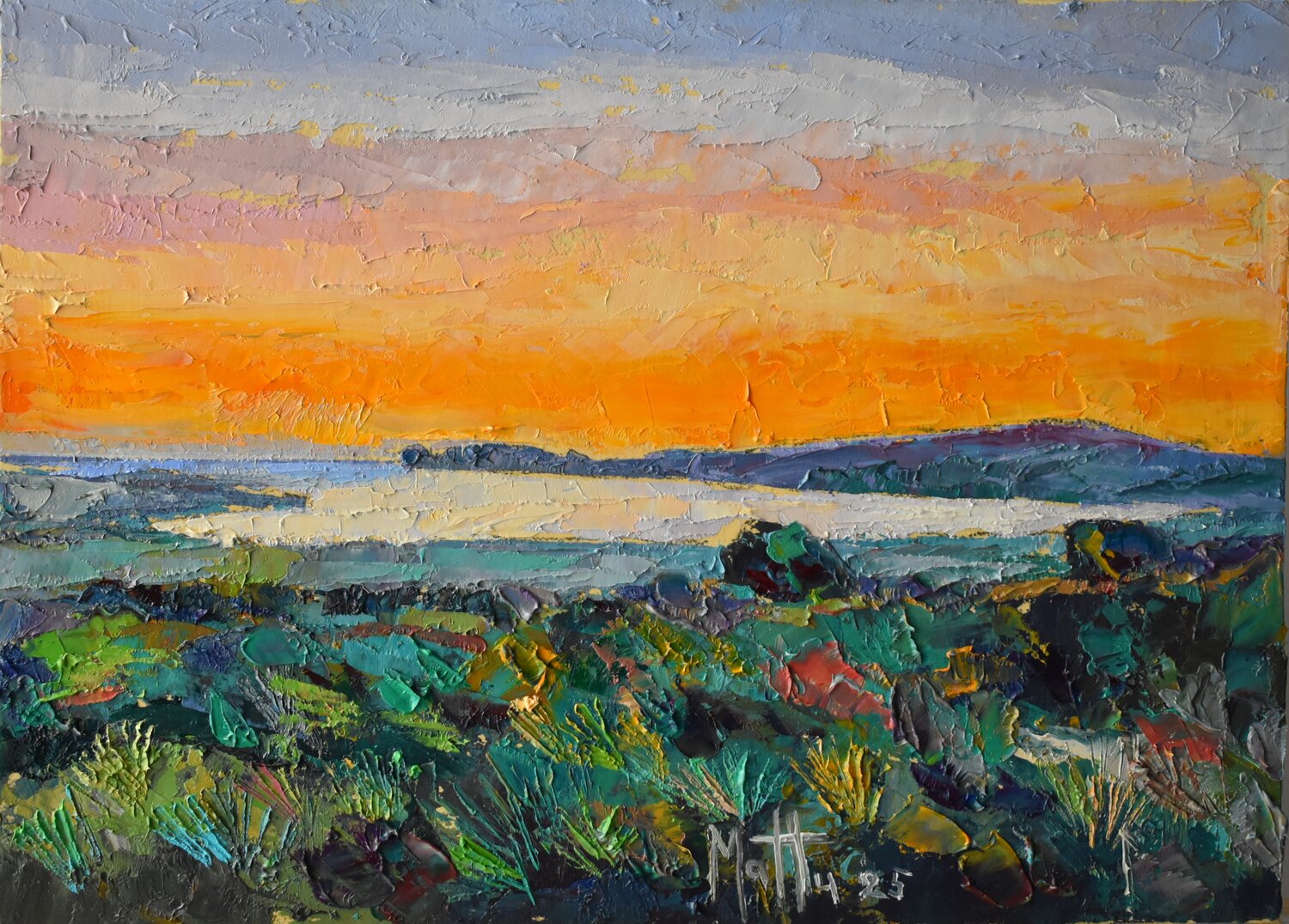 Tramonto sulla Baia di Conte Gianni Mattu Original painting for sale