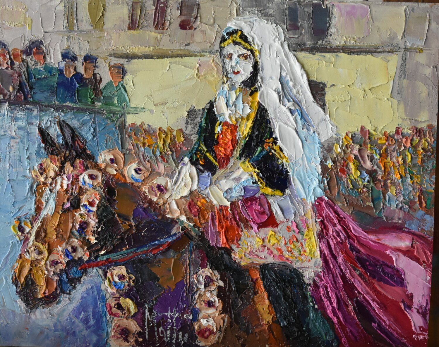 Amazzone della sartiglia Gianni Mattu Original painting for sale