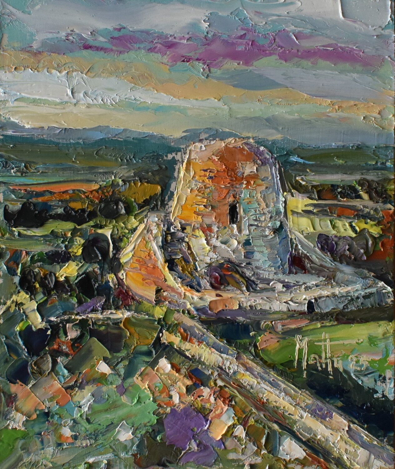 Alba sul nuraghe Gianni Mattu Original painting for sale