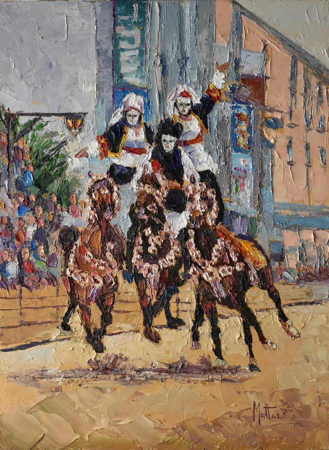 Pariglie in maschera Gianni Mattu Original painting for sale