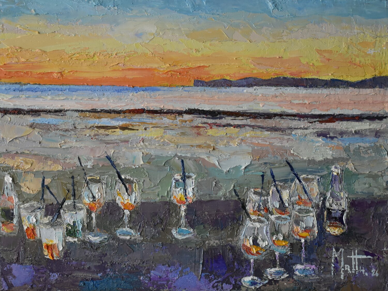 Calici al tramonto Gianni Mattu Original painting for sale