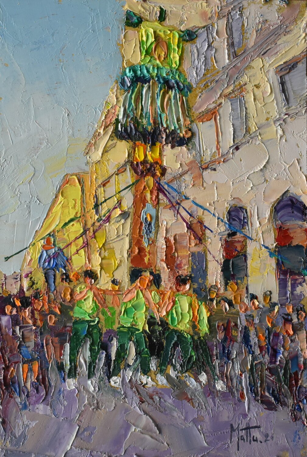 Candelieri, Gremio degli ortolani Gianni Mattu Original painting for sale