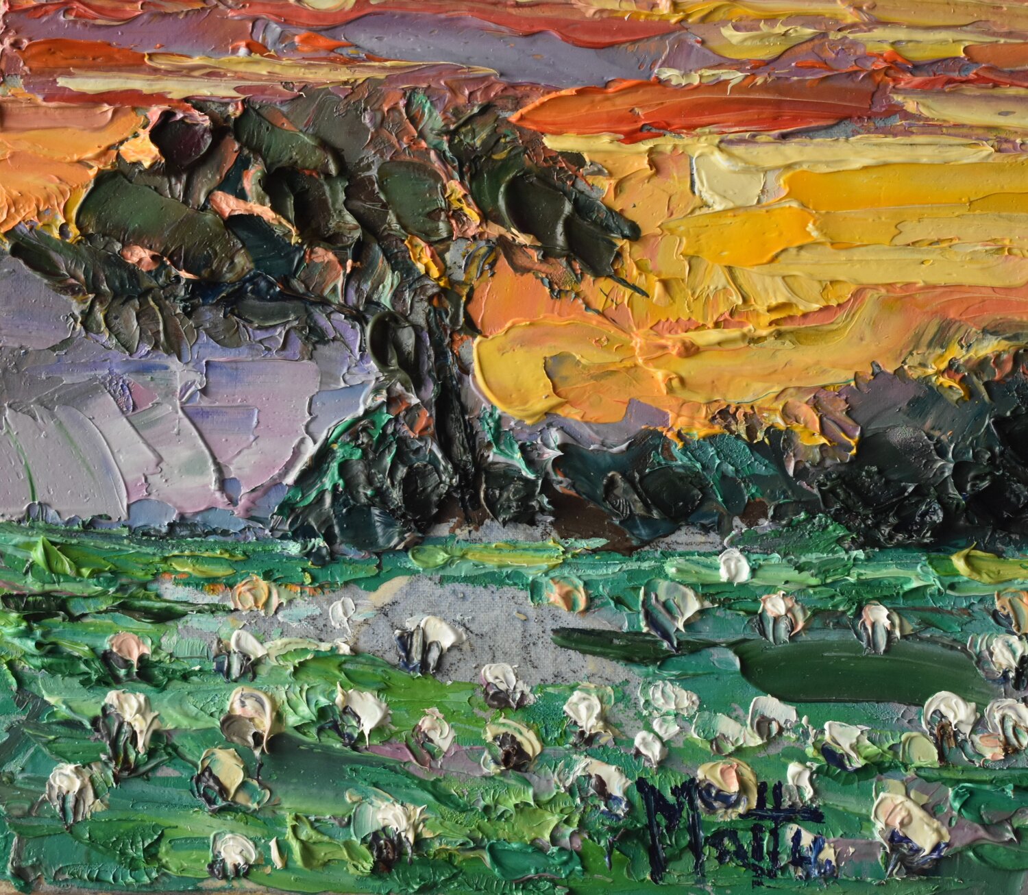 Pascolando al tramonto Gianni Mattu Originalgemälde zu verkaufen