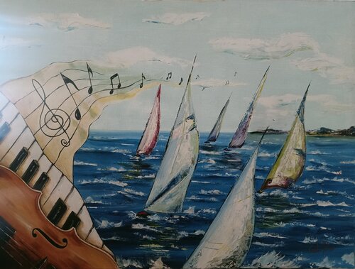 Musica sull 'acqua by Carla Pistola, Painting for Sale on Select