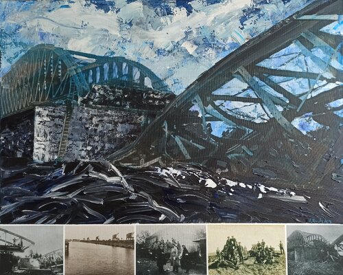 Time Reflections of History-  The Bridge by IZABELA Rudzka, Painting for Sale on Select
