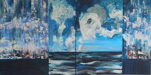 Blue Reflections by IZABELA Rudzka, Painting for Sale on Select