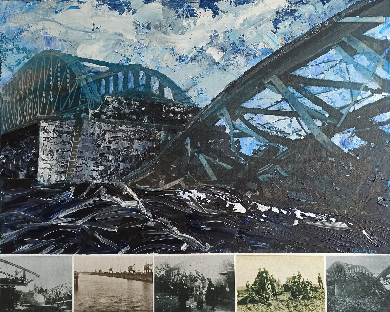 Time Reflections of History-  The Bridge IZABELA Rudzka Original painting for sale