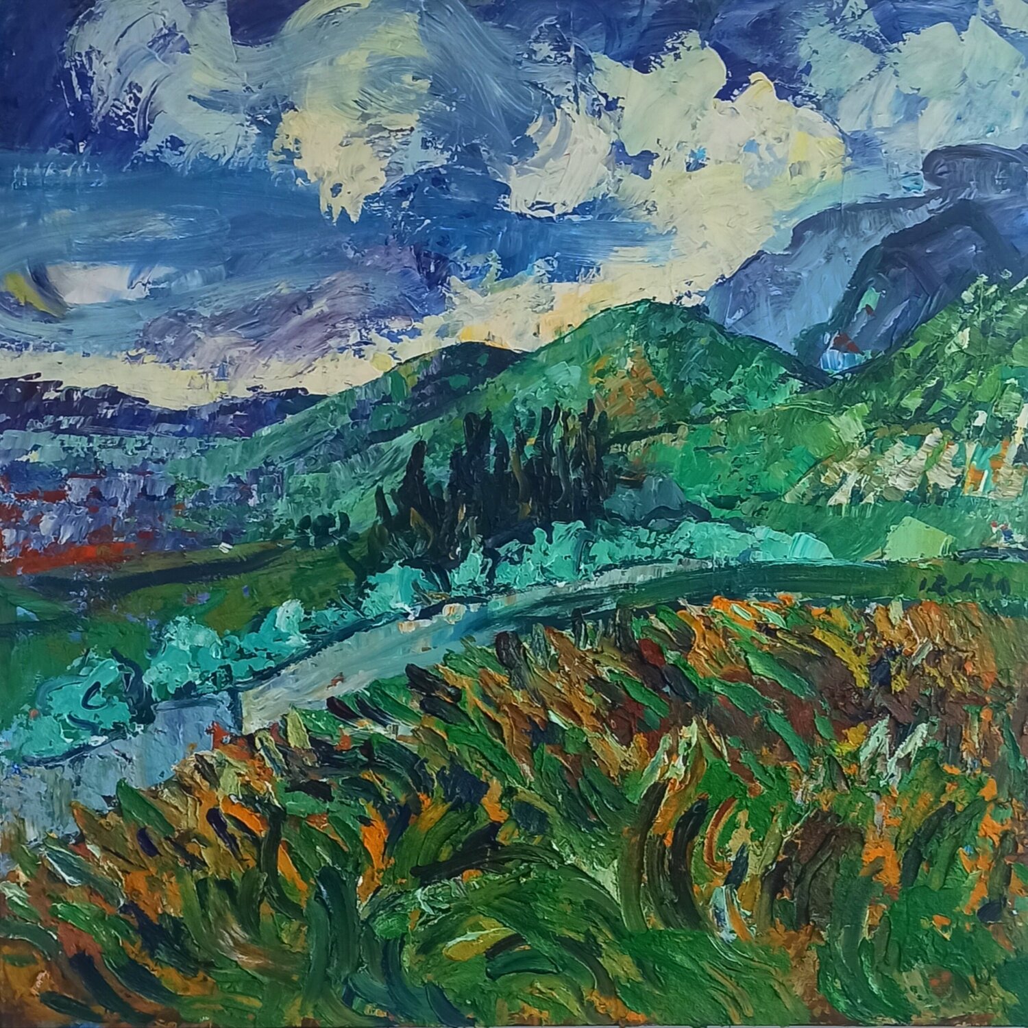 My Van Gogh - Meadows and Mountains IZABELA Rudzka Original painting for sale