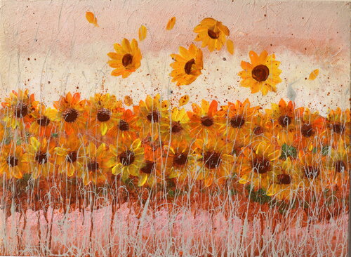 copper sunflowers by Donatella Marraoni, Painting for Sale on Select
