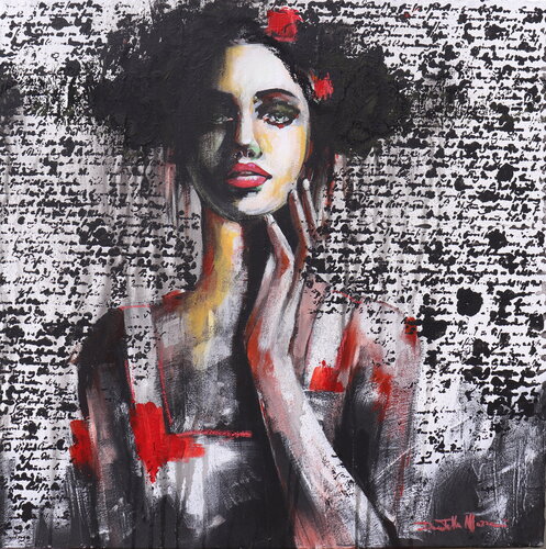 red and words by Donatella Marraoni, Painting for Sale on Select