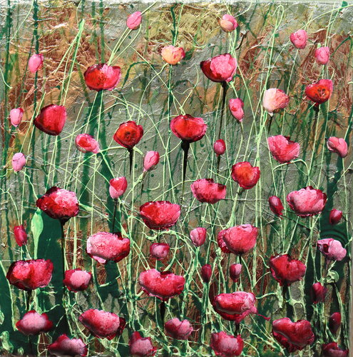 poppies and green by Donatella Marraoni, Painting for Sale on Select