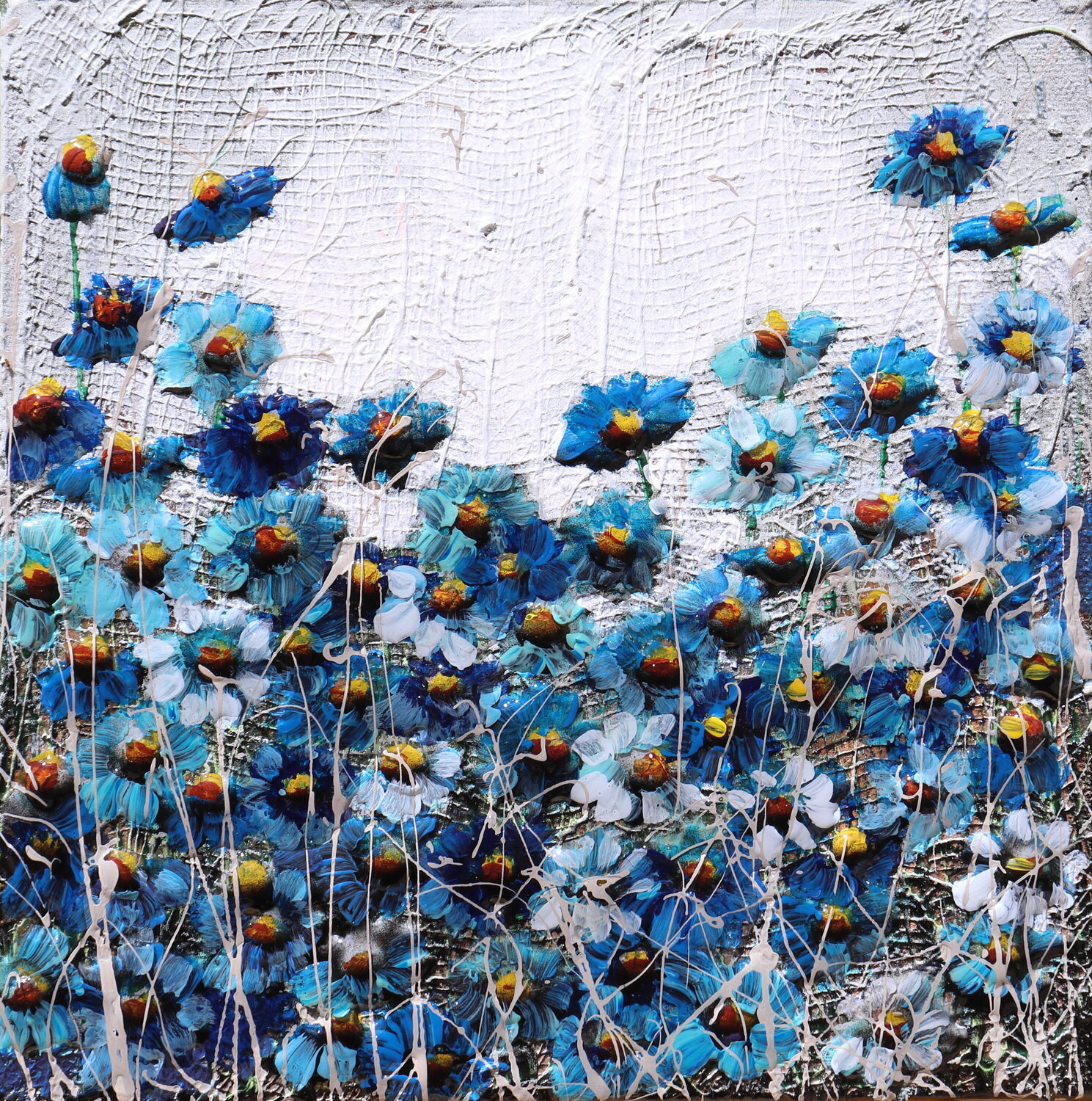 blu flowers Donatella Marraoni Original painting for sale