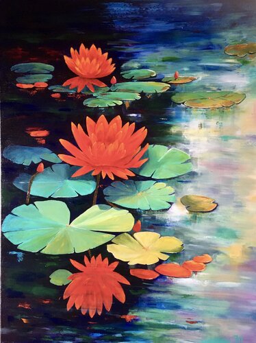 NYMPHEAS by Françoise Augustine, Painting for Sale on Select