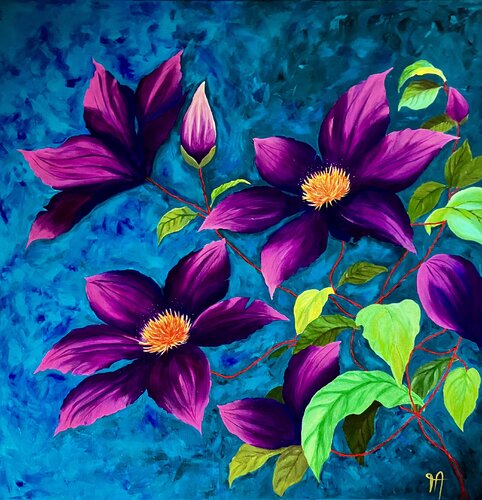 Le temps des Clématites by Françoise Augustine, Painting for Sale on Select