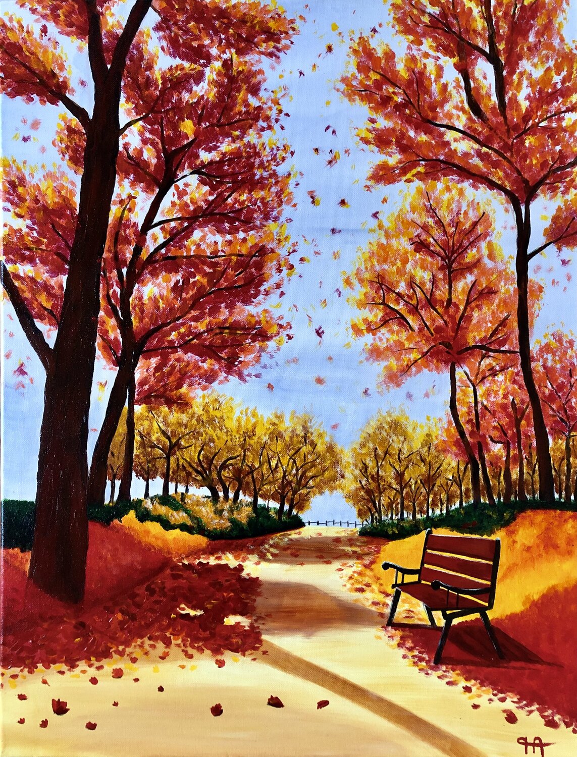 SENTIER D AUTOMNE Françoise Augustine Original painting for sale