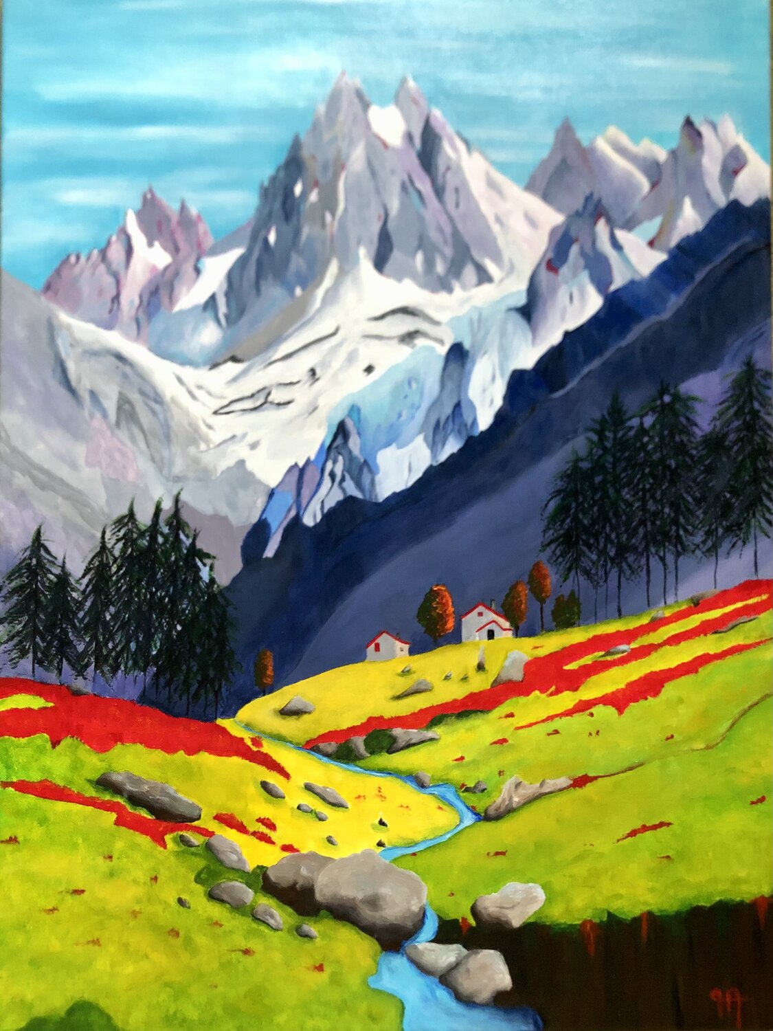 L AIGUILLE DU TOUR Françoise Augustine Original painting for sale