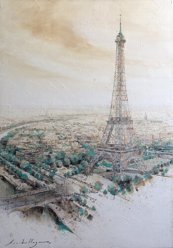 Vista aérea de la Torre Eiffel, Paris by Fernando Arribillaga Martínez, Painting for Sale on Select